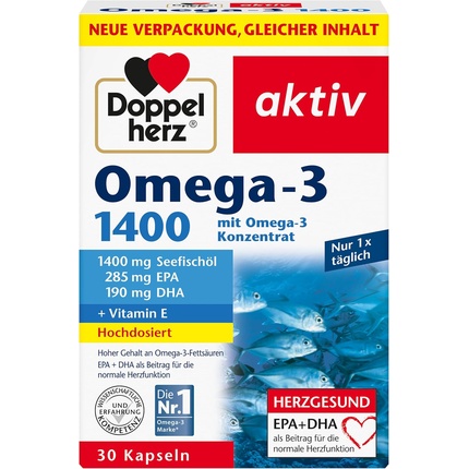 

Омега-3 1400 Высокодозовый концентрат Омега-3 с витамином Е 30 капсул Doppelherz