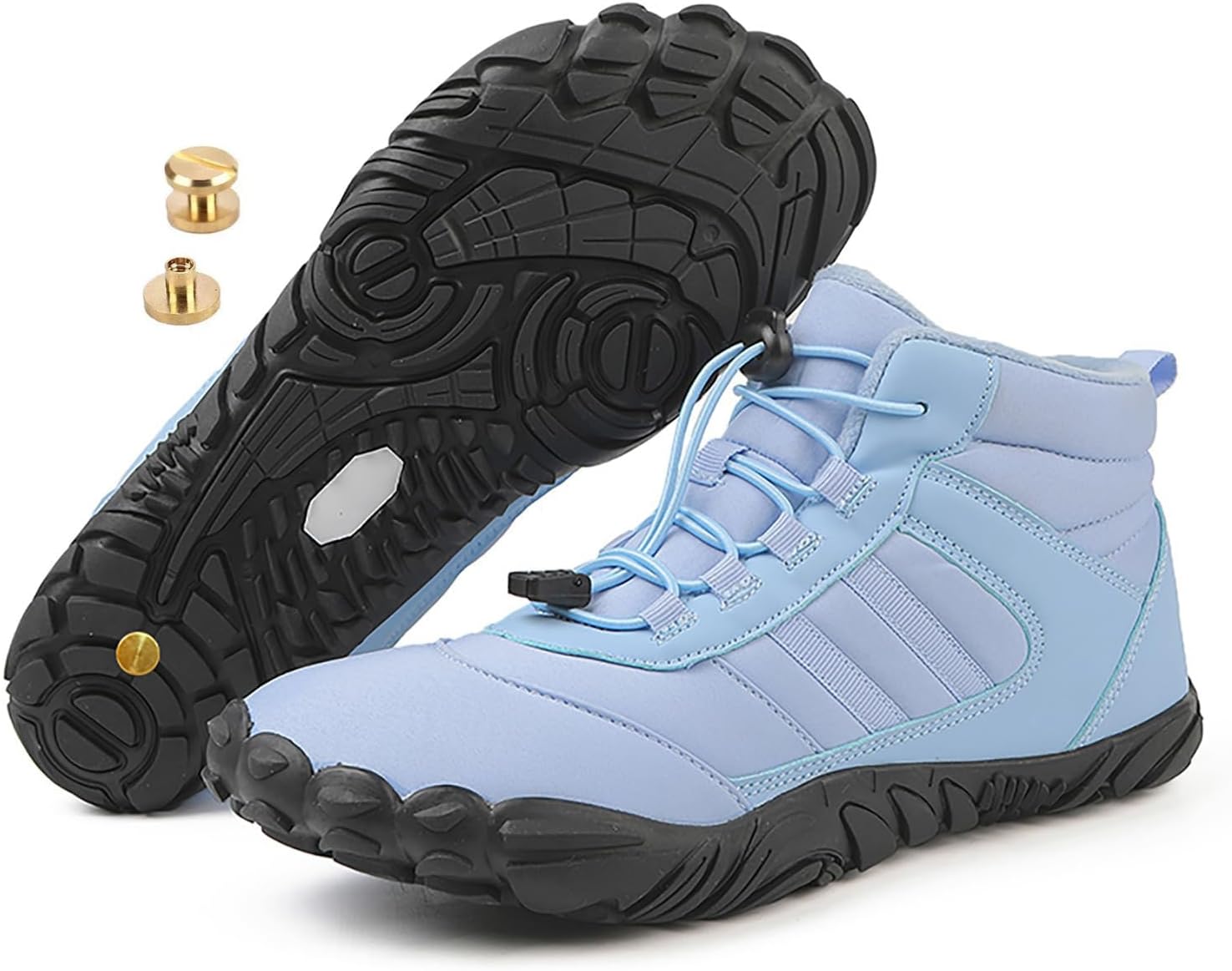 

Зимние заземляющие обувь с медью, походная обувь для ходьбы, зимние походные ботинки для женщин и мужчин с цельными медными винтами Zureto, светло-голубой