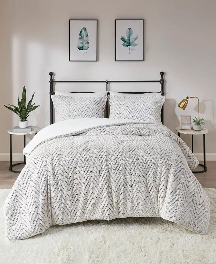 

Аделин из искусственного меха, 2 шт. Комплект одеял, Twin/Twin XL Madison Park, слоновая кость/кремовый