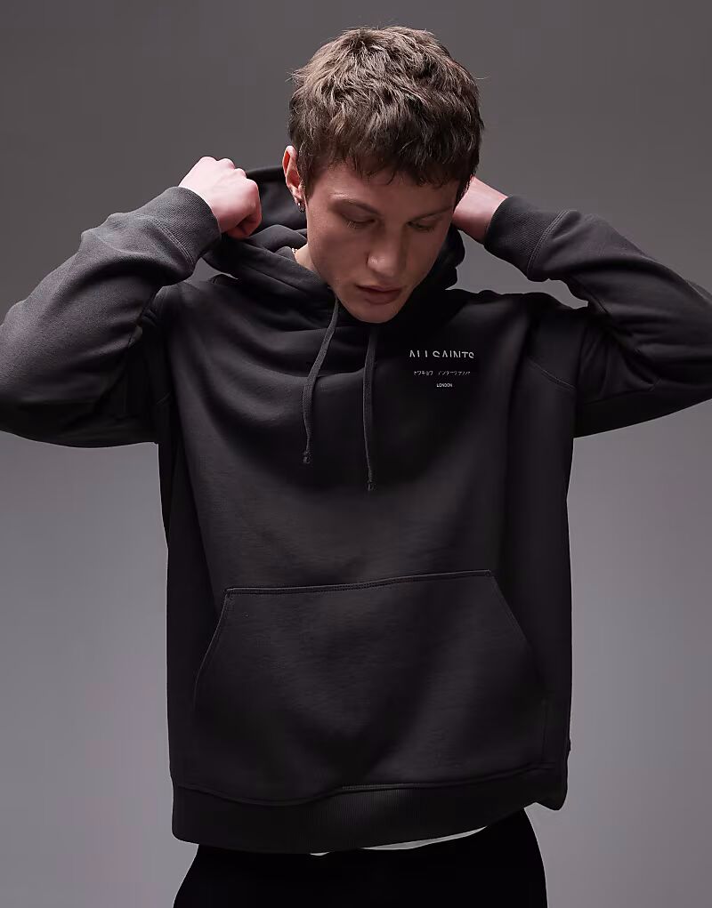 

Толстовка AllSaints Redact Oth черного цвета с потертостями
