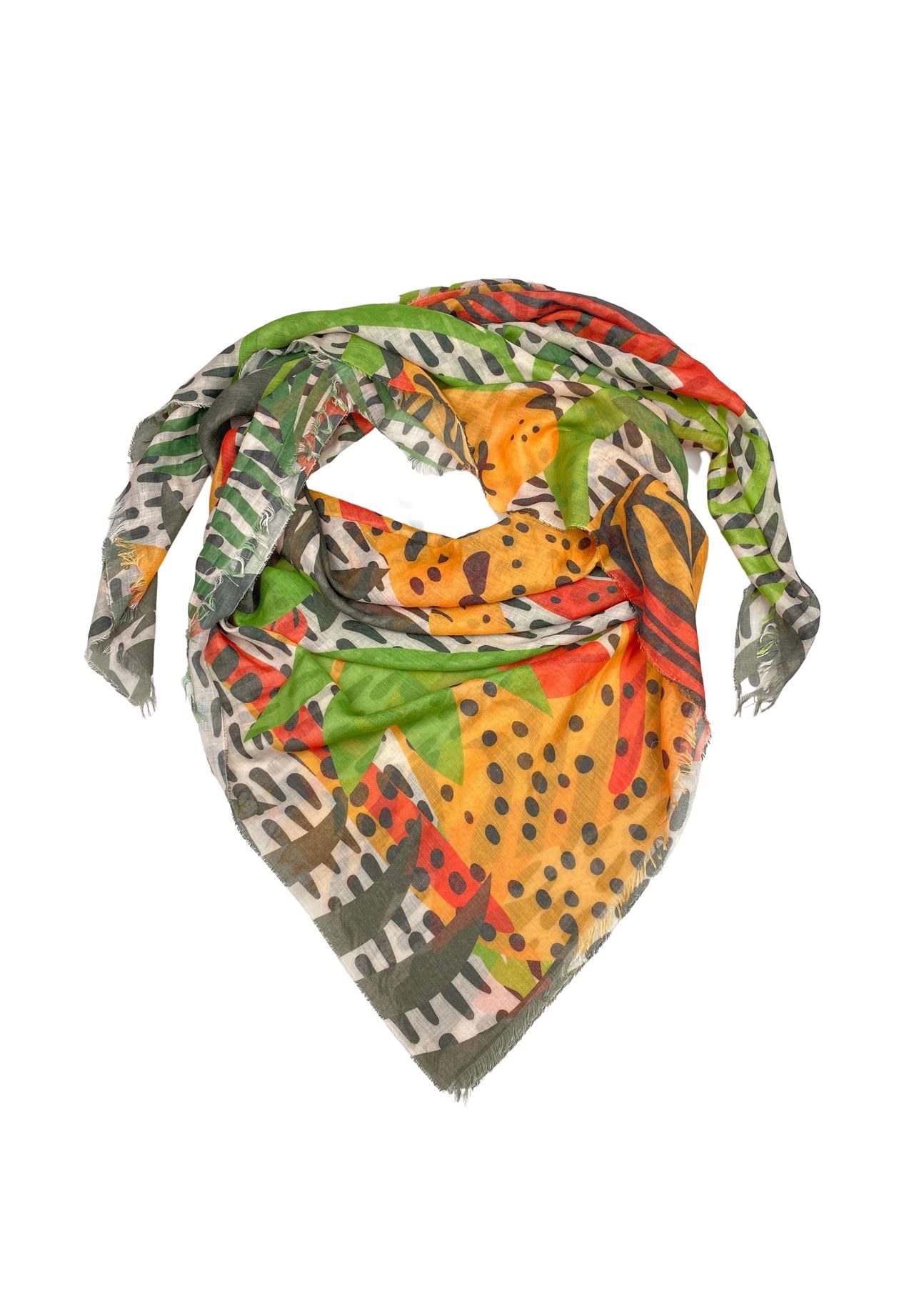 

Шарф в стиле сафари с животным принтом Collezione alessandro, мультиколор