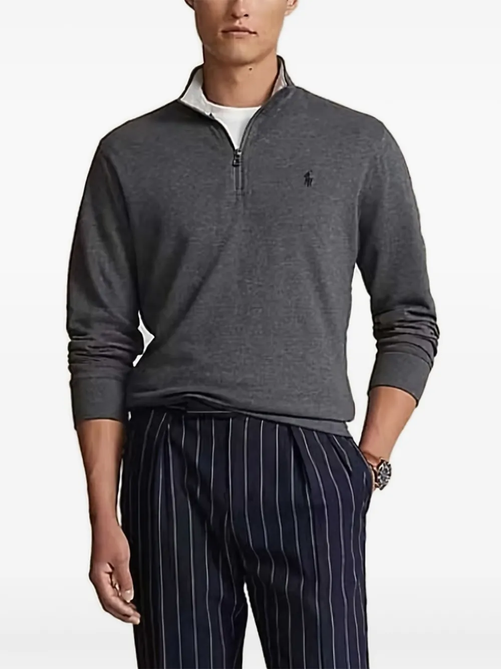 

Пуловер с воротником на молнии POLO RALPH LAUREN, серый