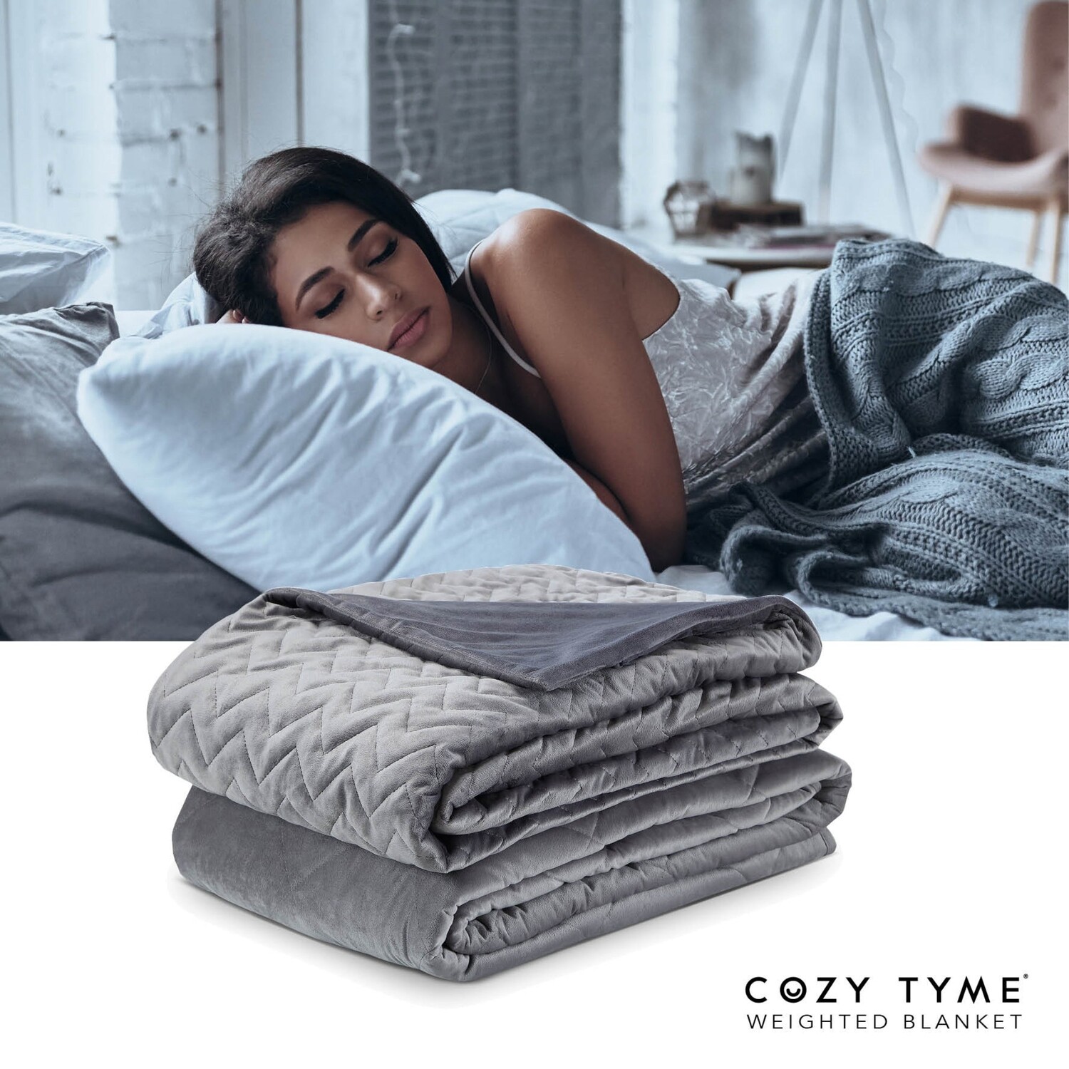 

Утяжеленное одеяло Cozy Tyme Eshe из полиэстера, цвет Grey, 25 Lbs