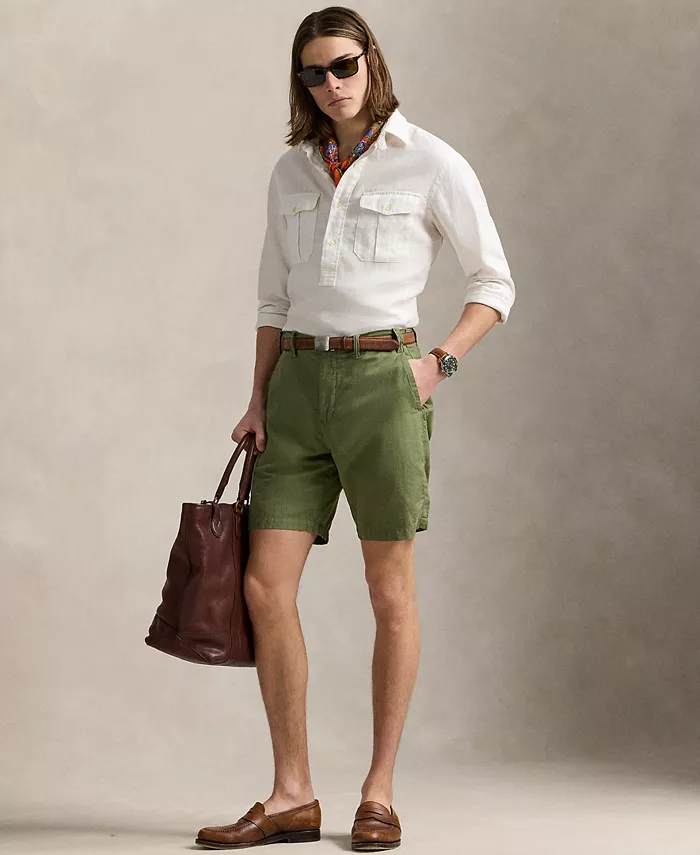 

Мужские прямые льняные хлопковые шорты-чинос 8.5" Polo Ralph Lauren, зеленый