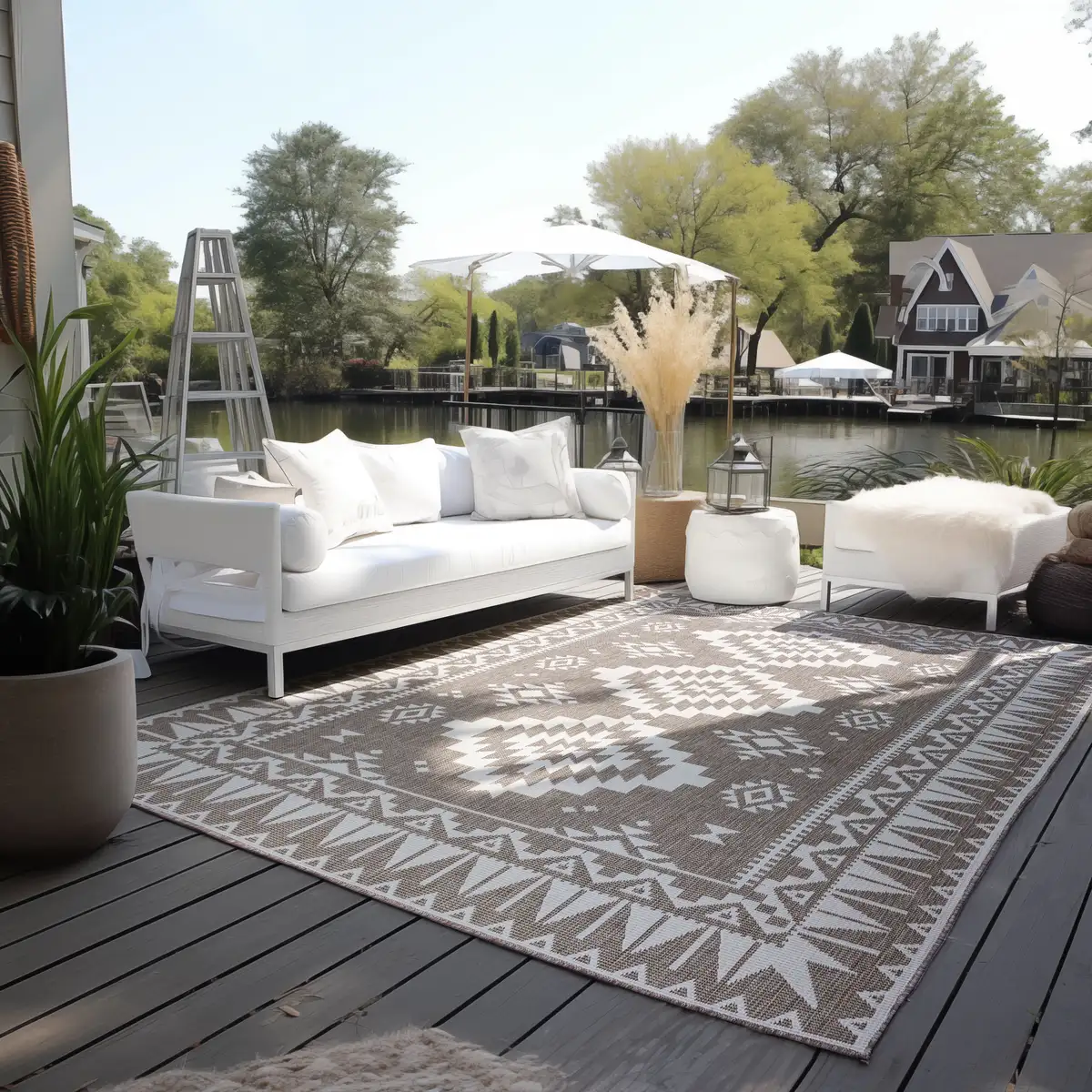 

ELLE DECORATION ковер "Dynamic, Interior and Outdoor", прямоугольный, плоского переплетения, для интерьера и улицы, современный, двусторонний ковер, балкон, гостиная 120х170 см, цвет Linen