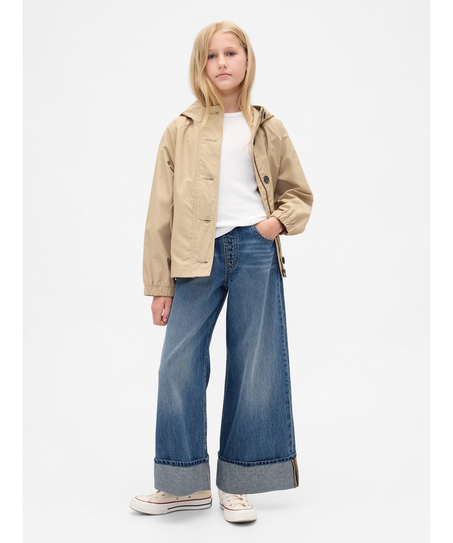 (K) Легкие широкие свободные джинсы (детские) GAP, MEDIUM_WASH — фото 2