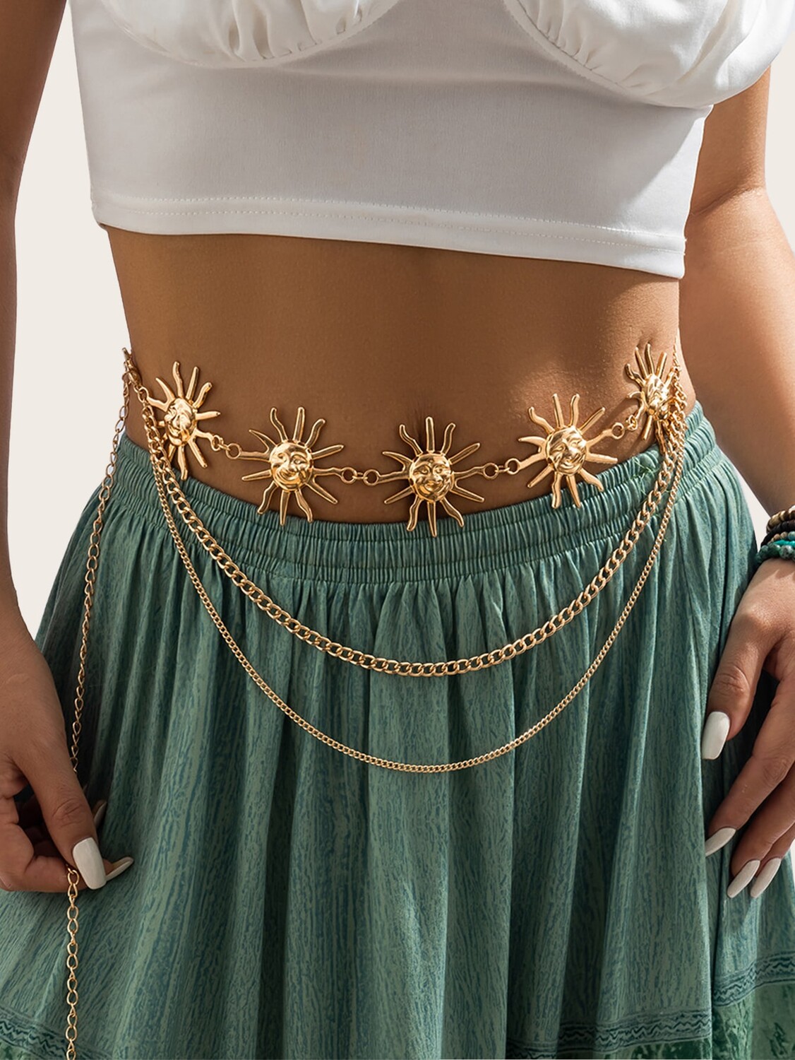 

Пояс-цепочка для украшения, золотой