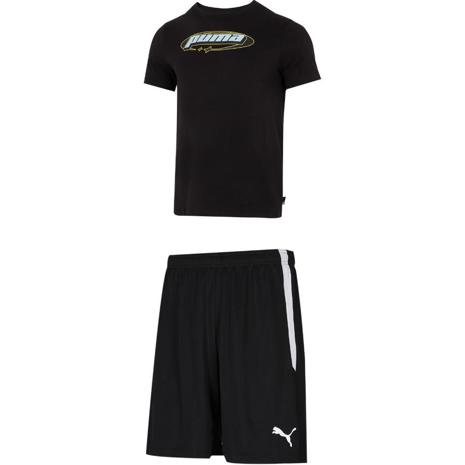 

Повседневный спортивный мужской комплект черный топ и черные шорты Puma, черный