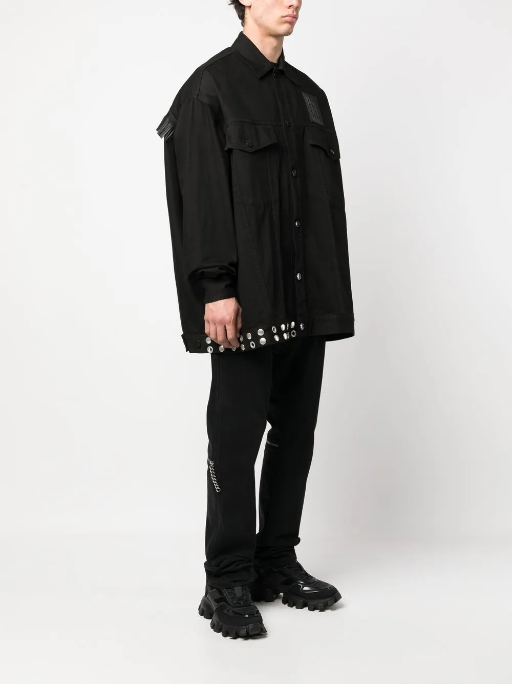Джинсовая куртка с бахромой Raf Simons, черный — фото 4