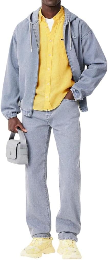 Lacoste мужская повседневная рубашка на пуговицах из льна Regular Fit, Yellow — фото 4