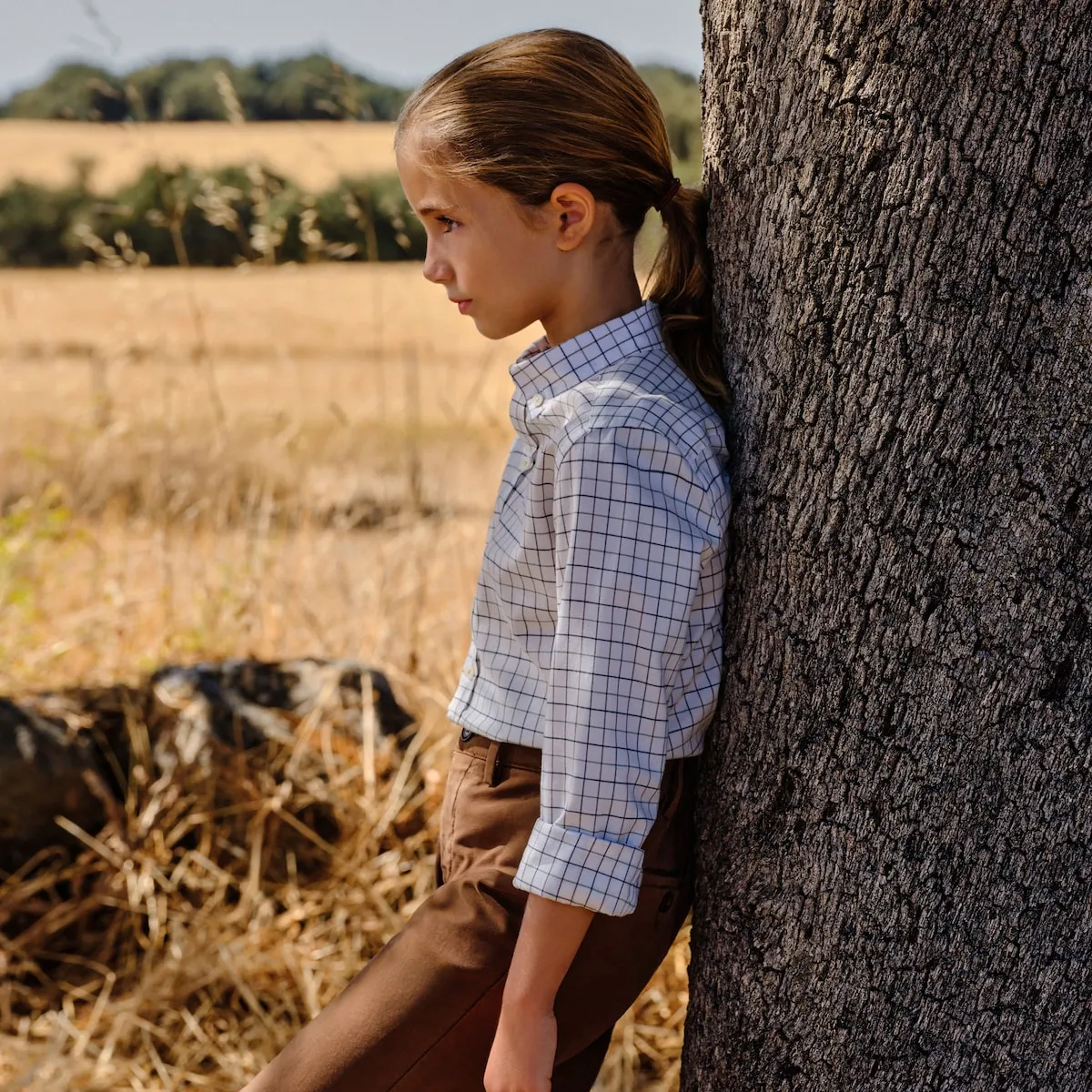 

Рубашка для мальчика в крупную клетку на светлом фоне Verhunt, синий
