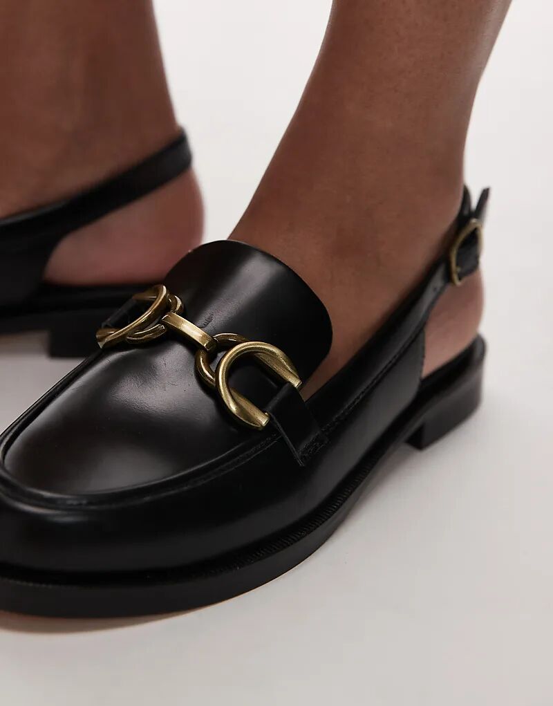 Кожаные мокасины Clarks Straven черного цвета с открытой пяткой — фото 3