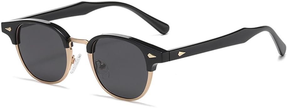 

Овальные женские солнцезащитные очки в стиле панк, мужские очки с заклепками, защита от ультрафиолета UV400, для бега на открытом воздухе, занятий спортом и путешествий UYPTK, Black Golden Gray