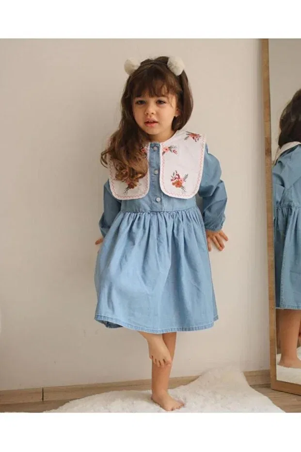Детское хлопковое платье для девочек Butik, Light Blue