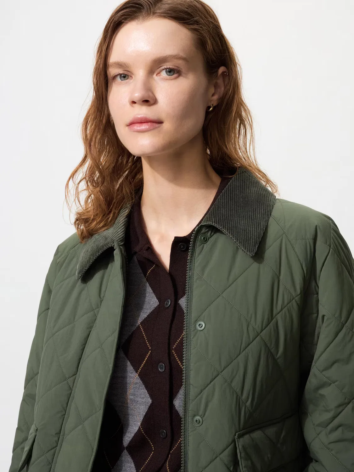 Куртка Uniqlo paddard utility short jacket, утилитарная короткая куртка, оливковый — фото 4