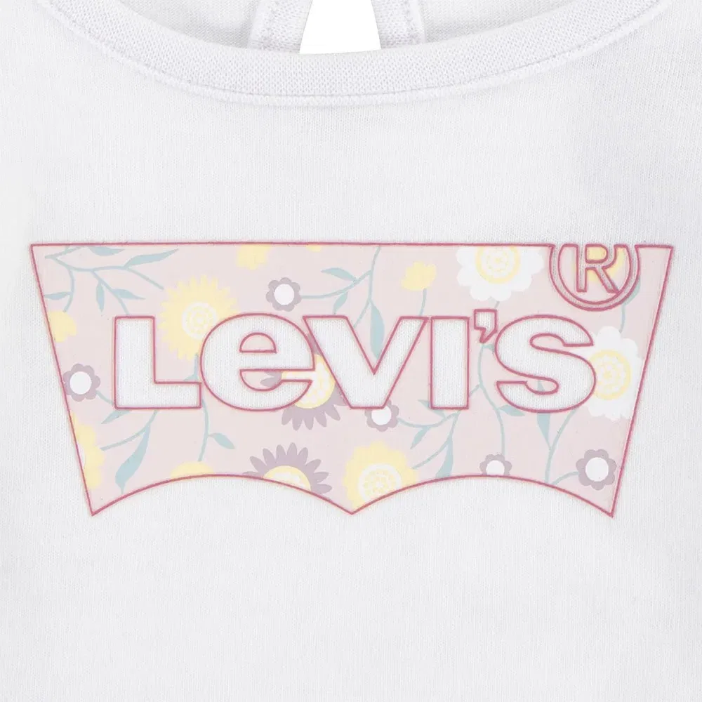 Детская футболка для девочек с принтом Batwing Puffer Detail Levi's, White — фото 2