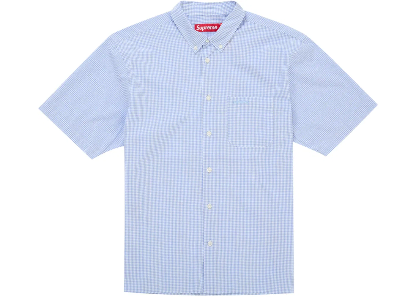 Мужская рубашка с коротким рукавом с принтом Supreme Gingham, синий