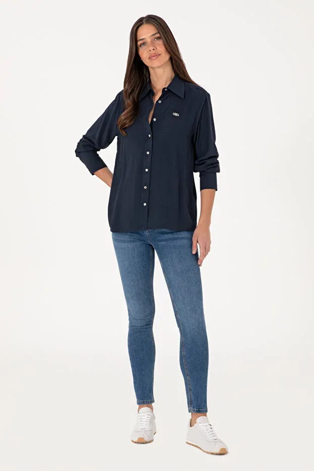 Женская рубашка с длинным рукавом U.S. Polo Assn., Navy Blue — фото 4