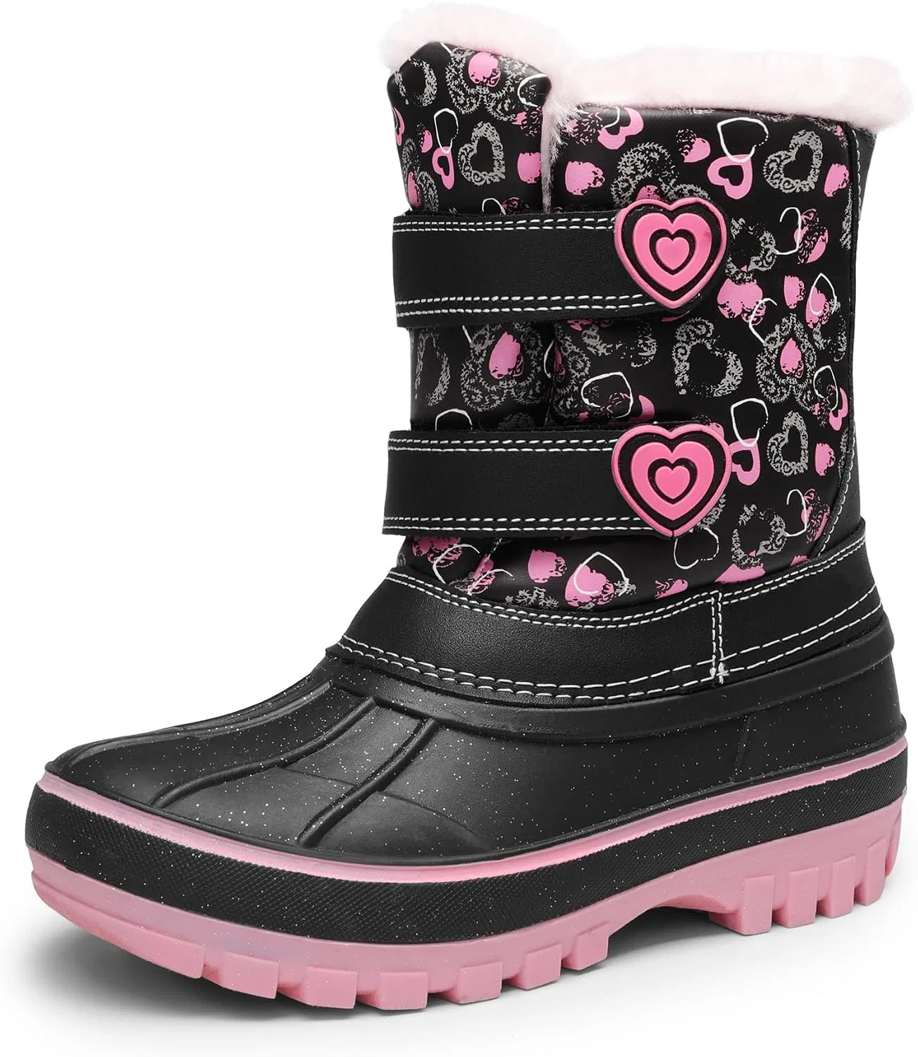 Детские зимние водонепроницаемые ботинки DREAM PAIRS, Black/Pink