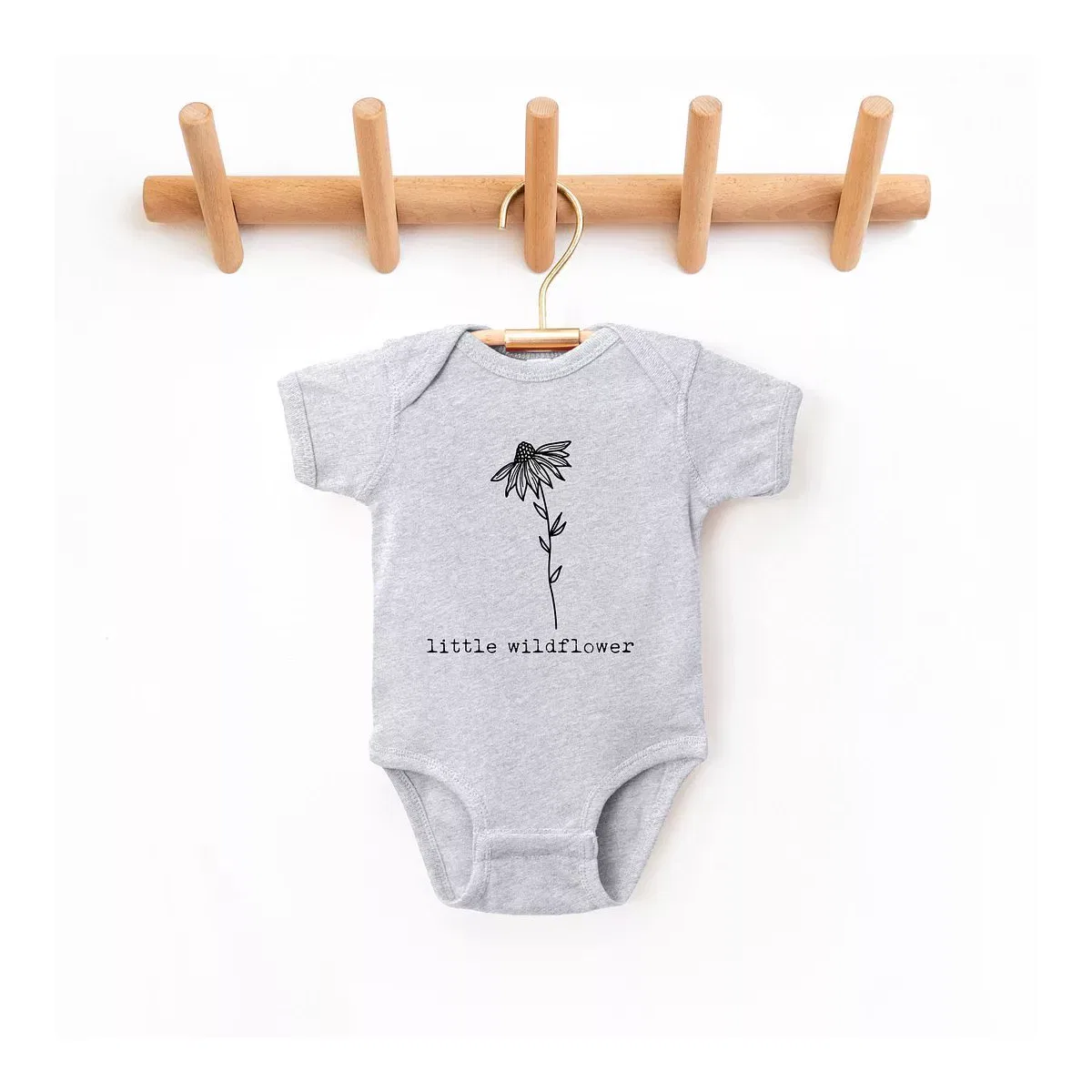 Детское боди с коротким рукавом Little Wildflower The Juniper Shop, Heather Grey