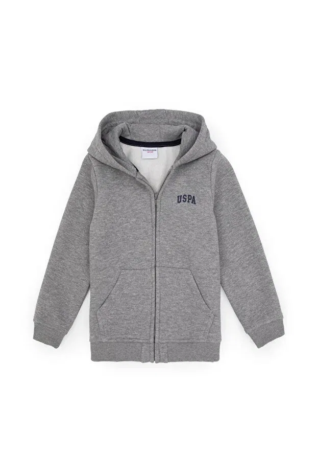 Мужской кардиган на молнии с капюшоном U.S. Polo Assn., Gray Melange