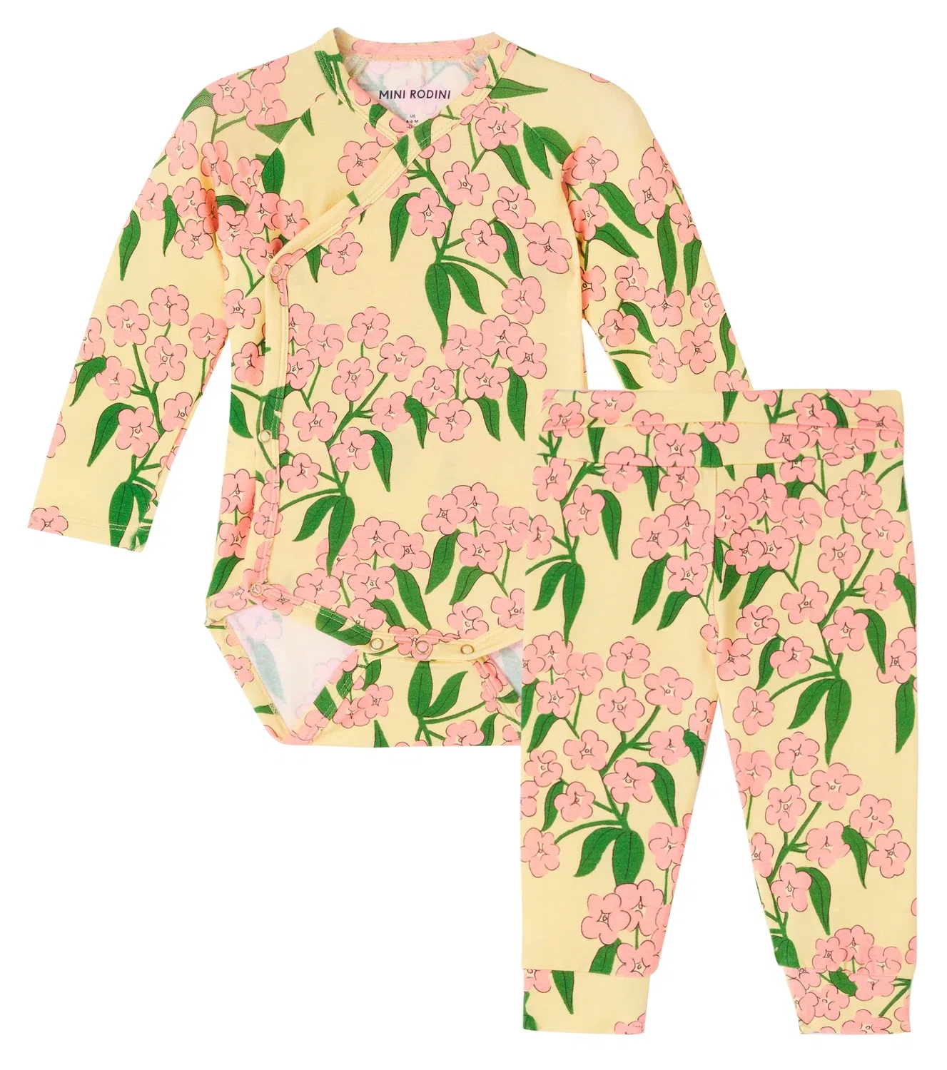 Комплект из боди и брюк с цветочным рисунком Mini Rodini, Yellow