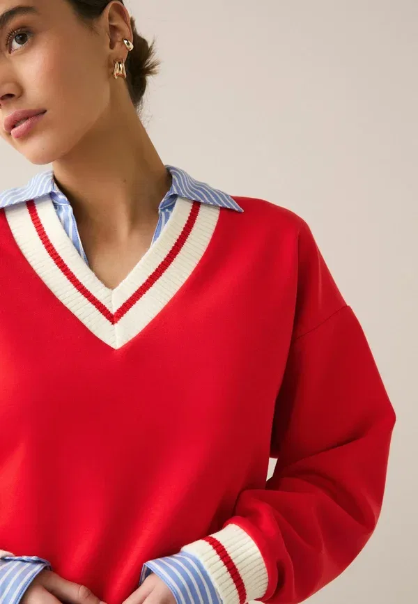 Свитшот с v-образным вырезом Sweatshirt Next, red, красный — фото 2