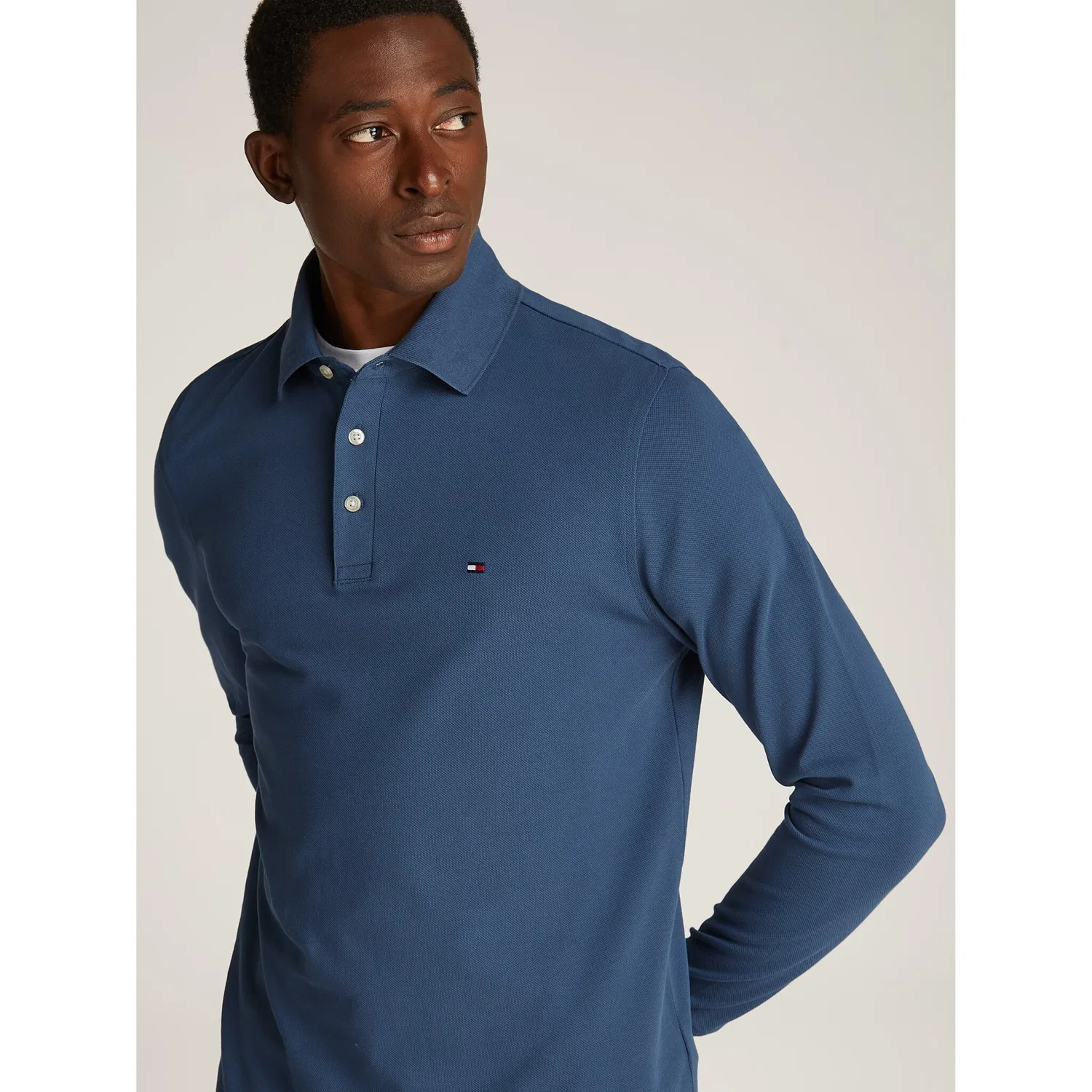 Мужское поло с длинным рукавом 1985 Slim Tommy Hilfiger, Aegean Sea — фото 2