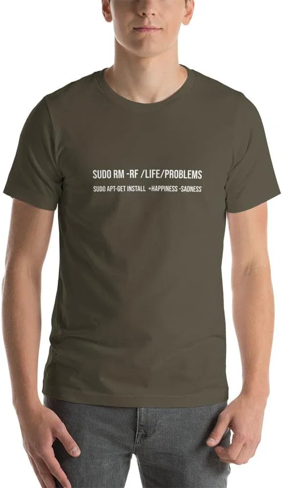 Футболка с принтом Sudo Rm -Rf Lifeproblems, Black — фото 3