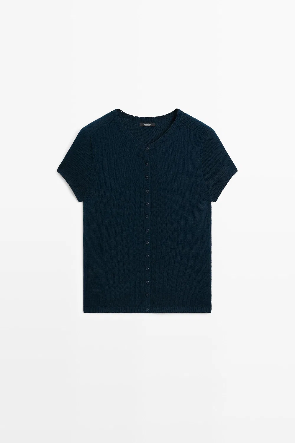 Кардиган Massimo Dutti Cotton Silk Blend Knit, темно-синий — фото 2