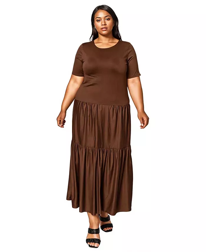 

Платье макси с ярусами Jourdan больших размеров L I V D, коричневый