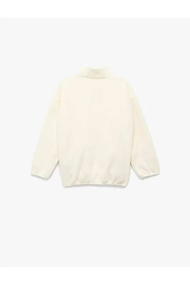 Детское для девочек свитшот с принтом Printed half zippered ecru girls' sweatshirt 6wkg10147ak Koton, 010 — фото 2