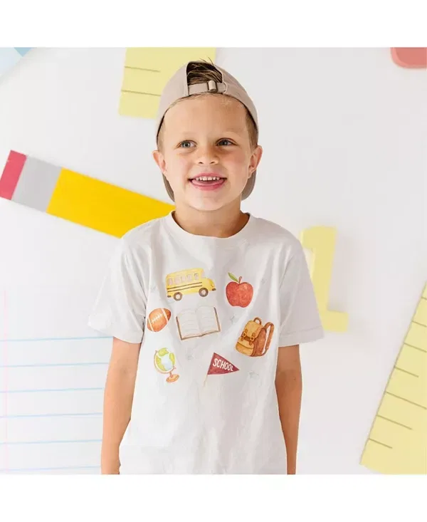 Детская футболка с принтом School Dude Short Sleeve T-Shirt Sweet Wink, Ash — фото 3
