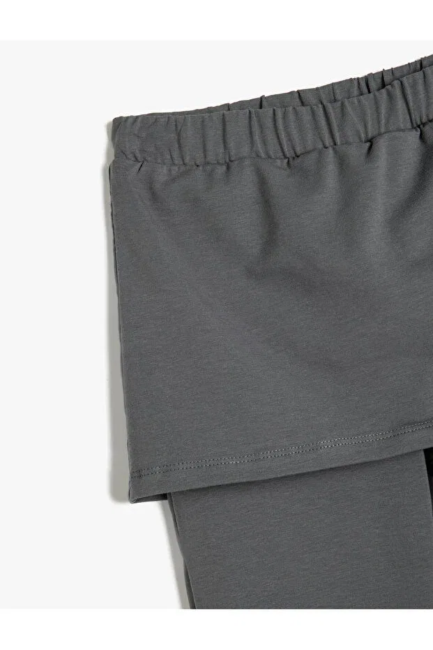 Детские брюки для девочек с расклешенной штаниной Cotton Skirt Detailed Spanish Leg Trousers Koton, Anthracite — фото 3