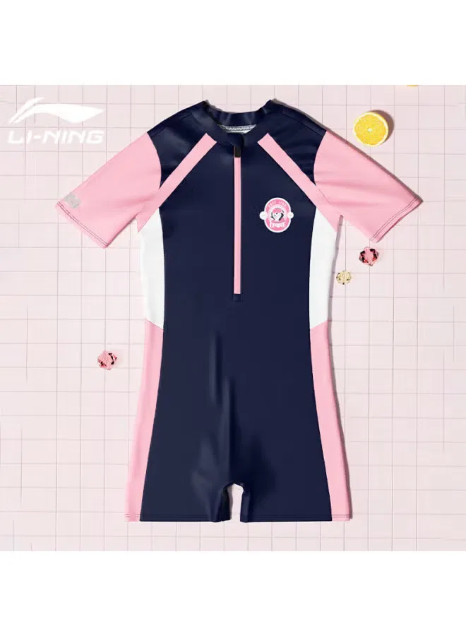 Купальник детский слитный с шортами 717 Li-Ning, темно-синий