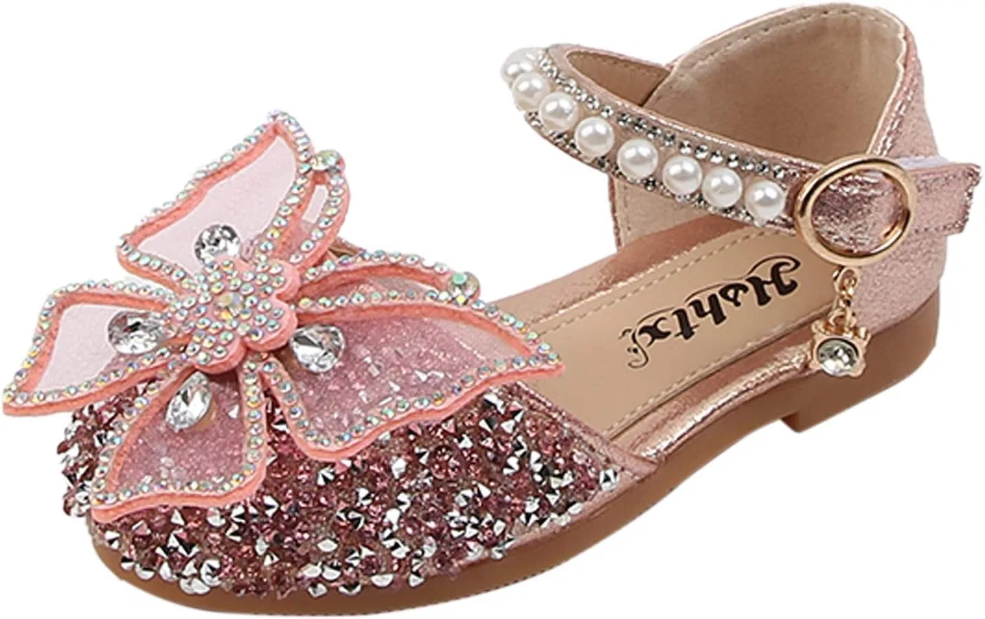 Детские туфли-балетки для девочек с принтом Rhinestone Butterfly Shoes, Pink