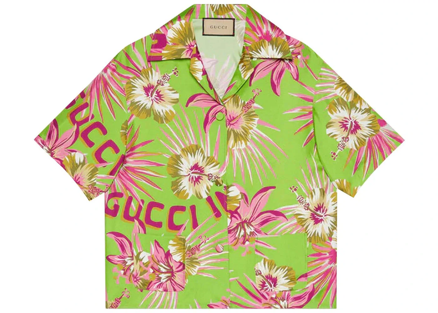 Женская рубашка с принтом Gucci, Green/Pink