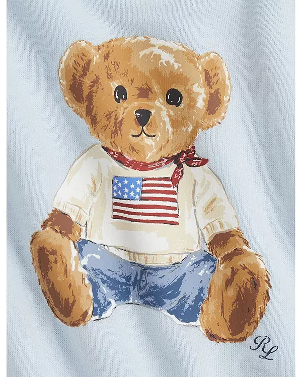 Детский комплект из футера с принтом Polo Bear Ralph Lauren, синий — фото 3