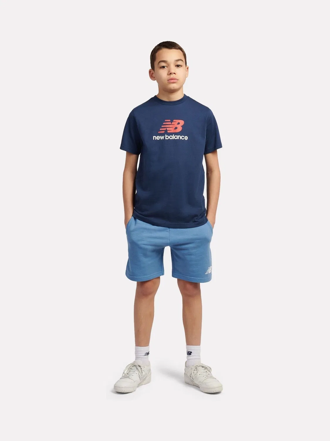 Футболка с принтом New Balance Stacked Logo, голубой — фото 3