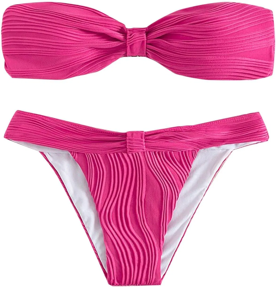 Женский бикини-сет бандо с пуш-ап Push Up, A01 Hot Pink
