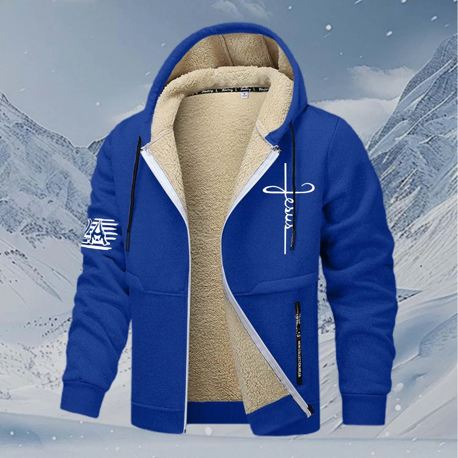 Мужской свитшот с капюшоном и молнией Work Heavy Lined Windproof, 3-sky Blue — фото 2