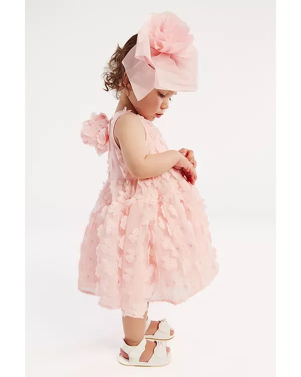 Детское платье для девочек с принтом Gracie Mini Dress Bardot, Soft Pink — фото 4