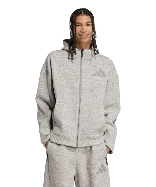 Мужская худи с длинным рукавом на молнии, с логотипом, Z.N.E. Premium Adidas, Grey