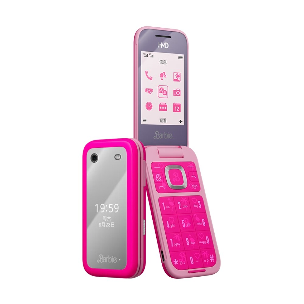 

Мобильный телефон HMD Barbie Phone, 64 МБ/128 МБ, 2 Nano-SIM, розовый