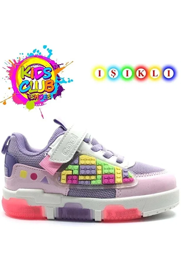 Детские кроссовки для девочек с ортопедической стелькой Cool Legos Light-Up Kocamanlar, Purple