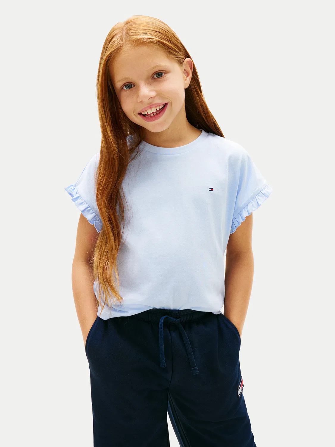 Футболка свободного кроя для девочки Essential Tommy Hilfiger, голубой