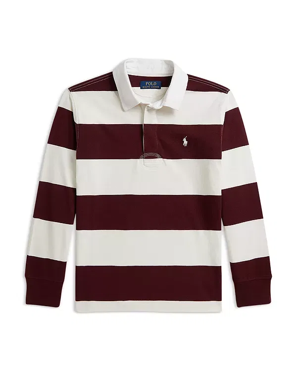 Детская рубашка-поло для мальчиков с длинным рукавом The Iconic Rugby Shirt Ralph Lauren, Rich Ruby/Nevis