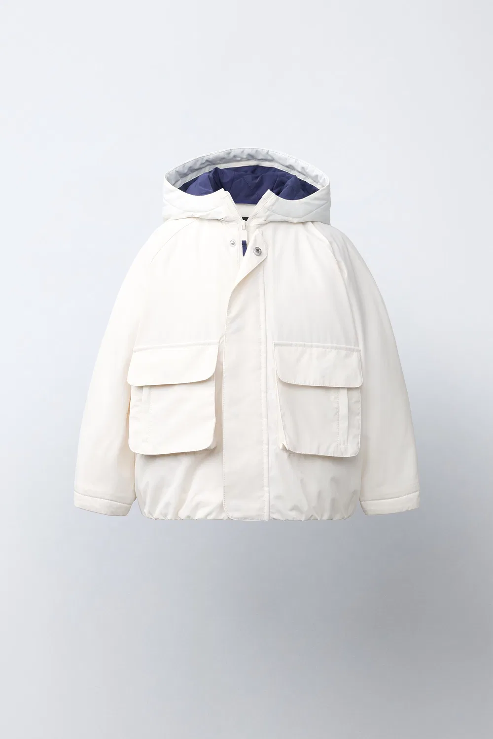 Водоотталкивающая парка с контрастными деталями. ZARA, White
