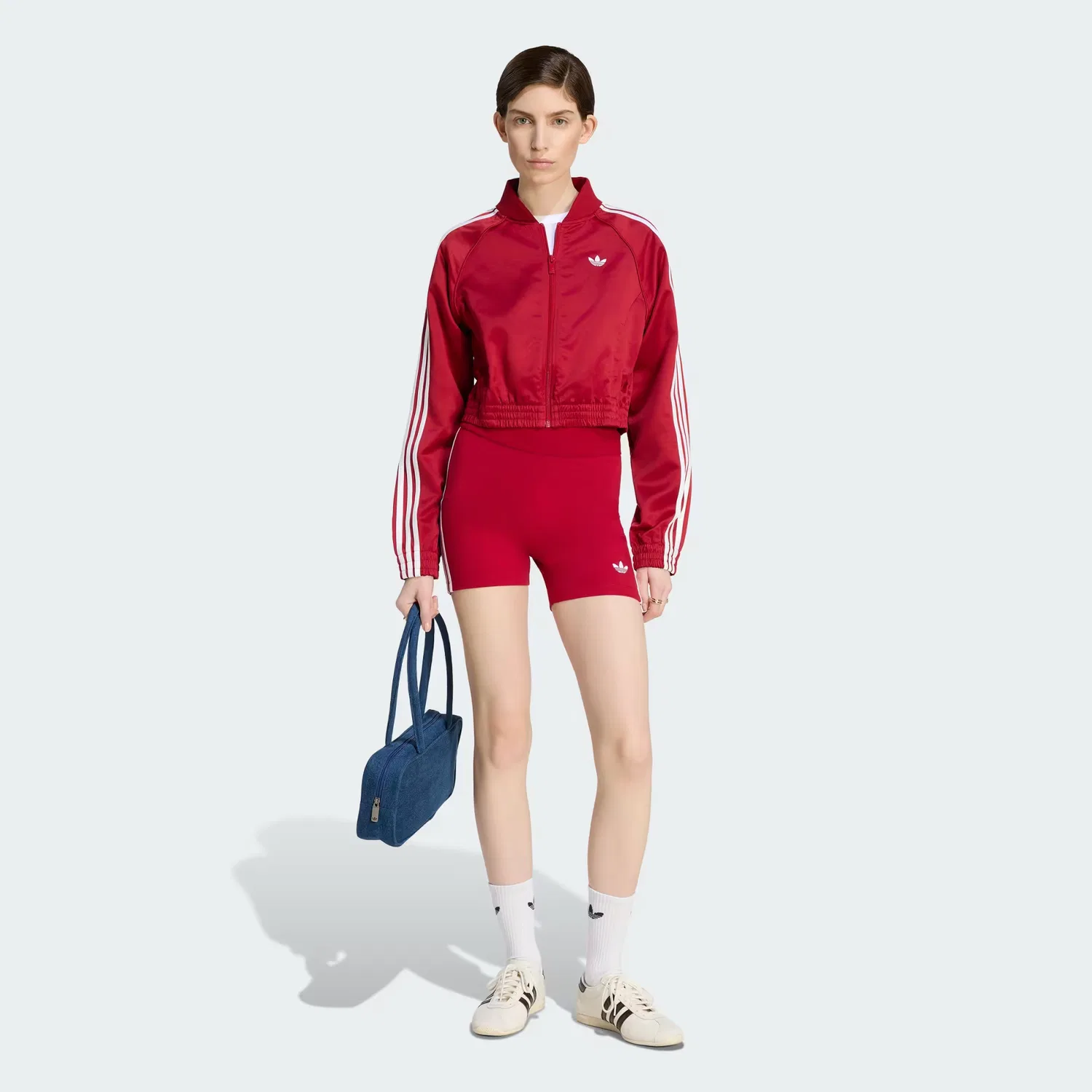 Женская куртка-бомбер из атласа SATIN SST Adidas Originals, красный/белый — фото 3