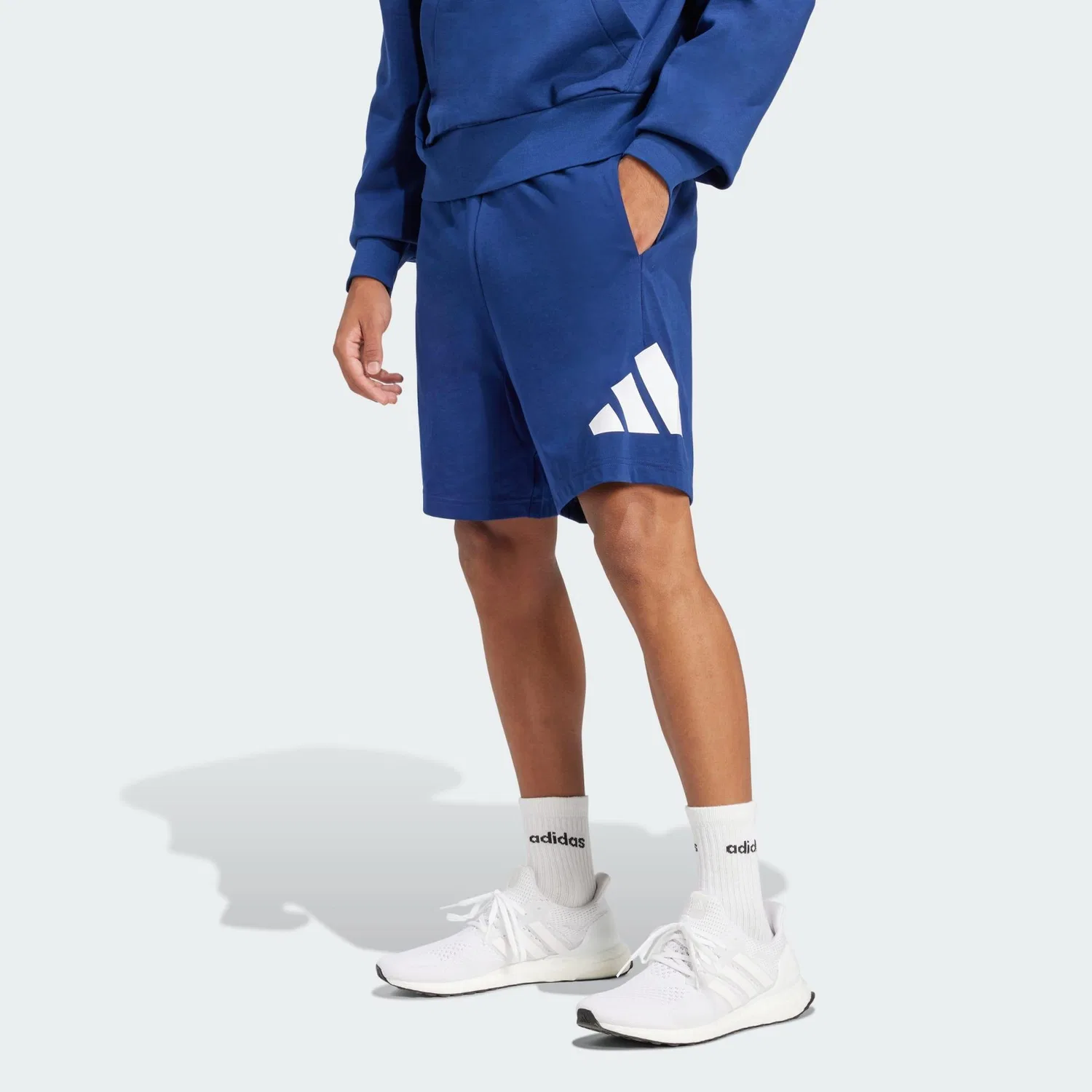 Мужские спортивные шорты с логотипом Essentials Big Logo Single Jersey Shorts Adidas, Dunkelblau Weiss